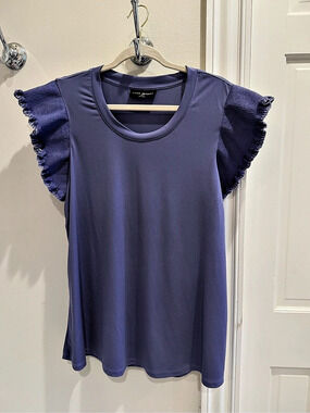 Lane Bryant Short Flutter Sleeve Crew Neck Top Purple 14/16